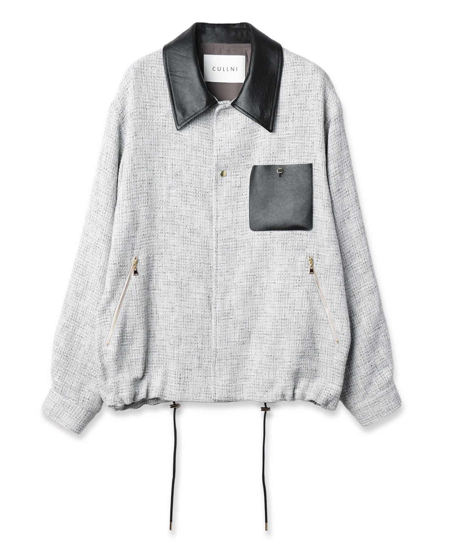 Leather Panel Tweed Mix Jacket