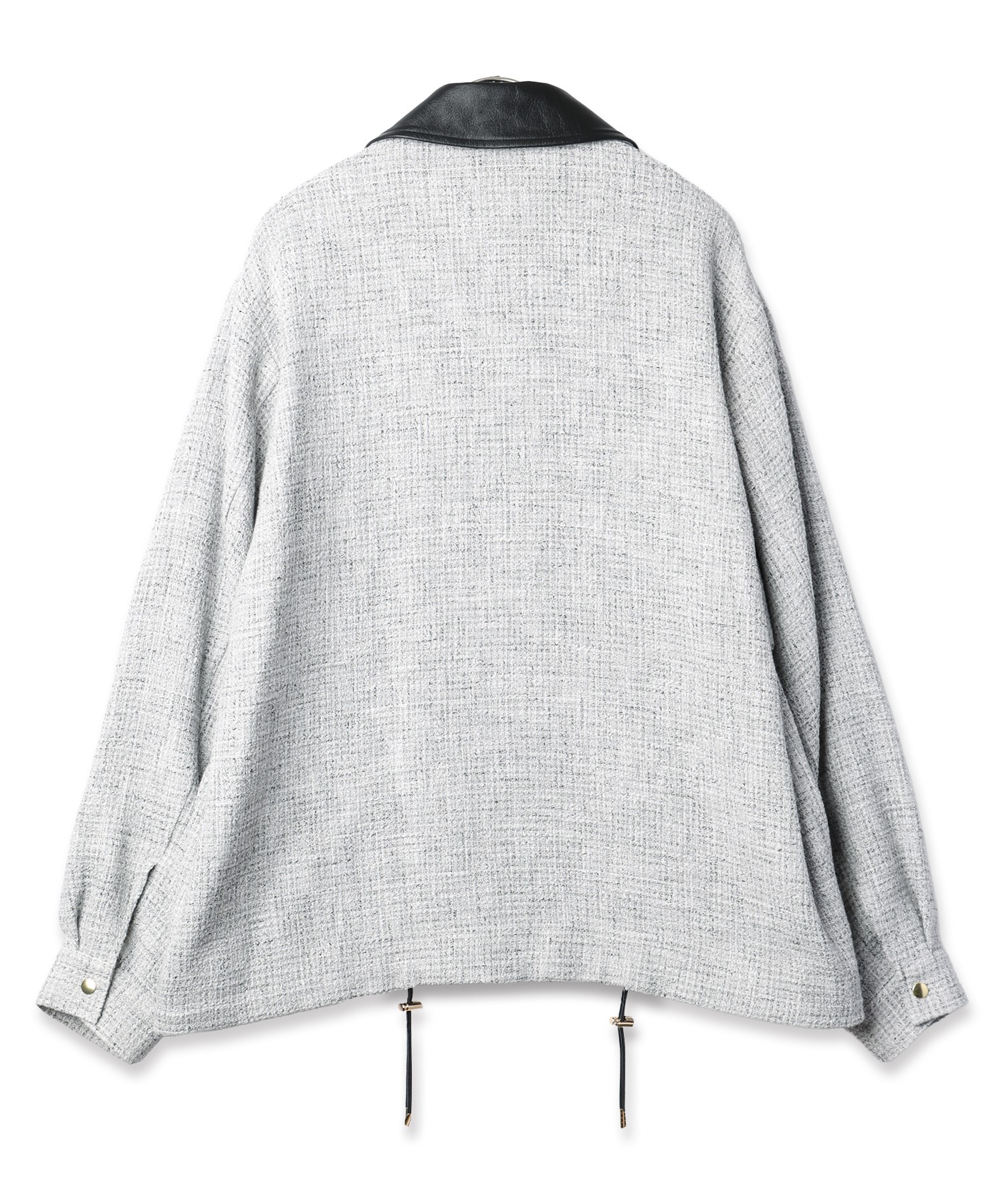 Leather Panel Tweed Mix Jacket