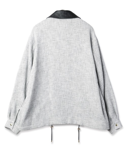 Leather Panel Tweed Mix Jacket