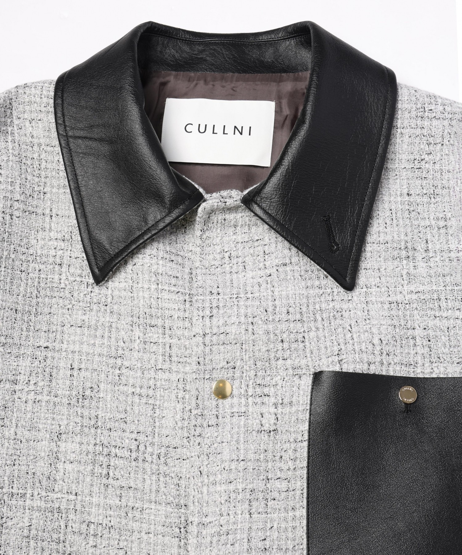 Leather Panel Tweed Mix Jacket