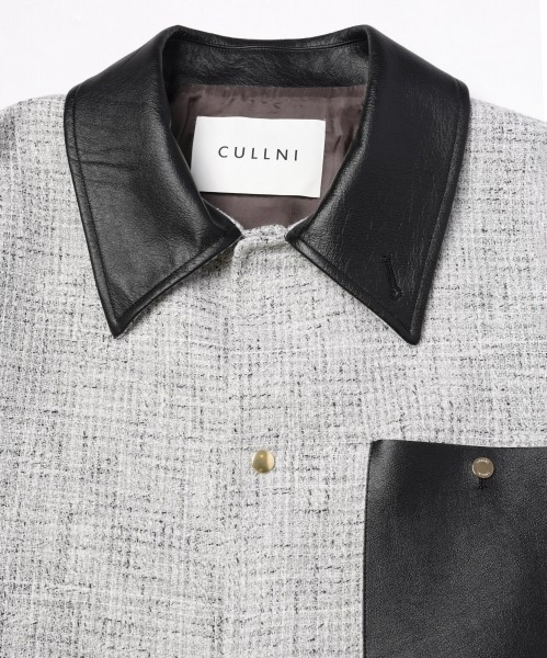 Leather Panel Tweed Mix Jacket