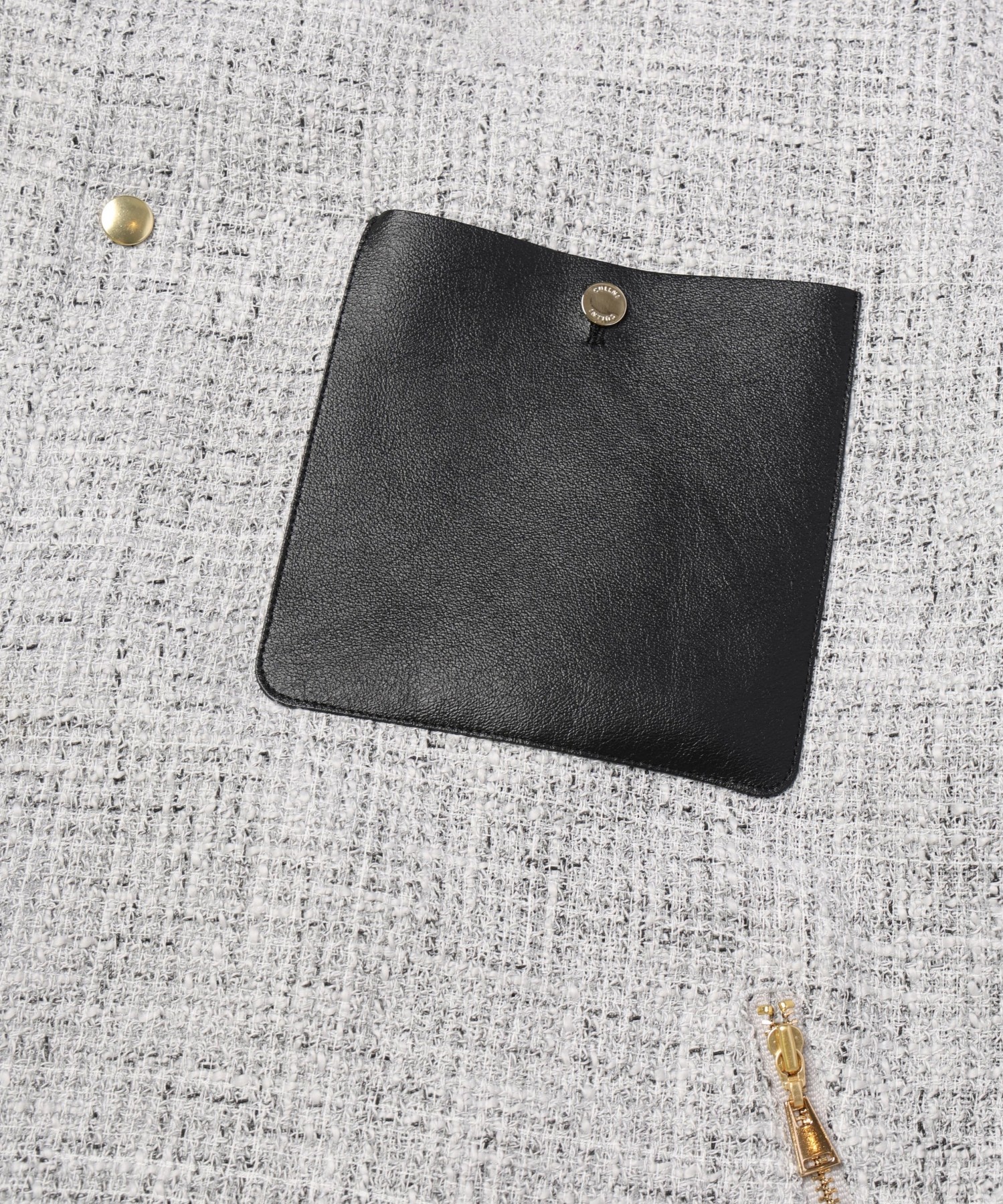 Leather Panel Tweed Mix Jacket