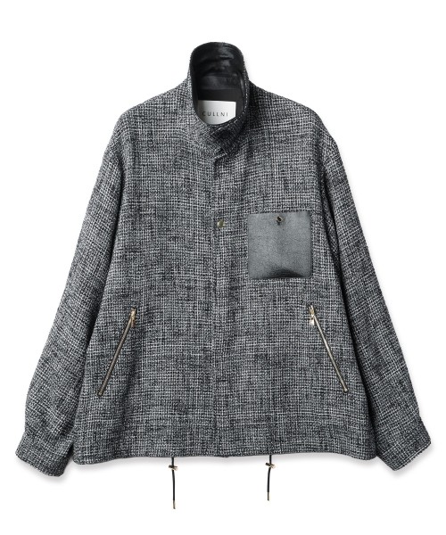 Leather Panel Tweed Mix Jacket