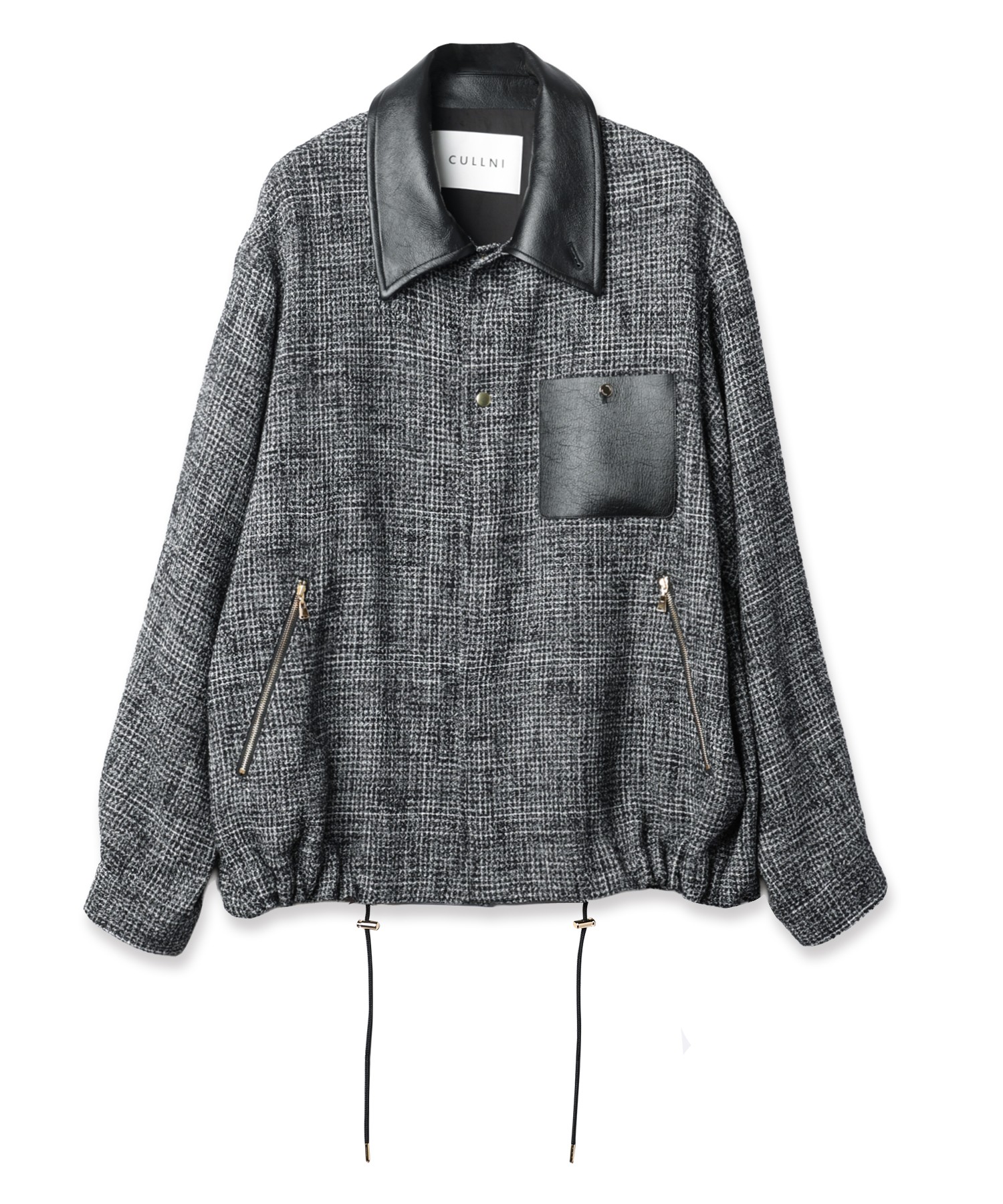 Leather Panel Tweed Mix Jacket