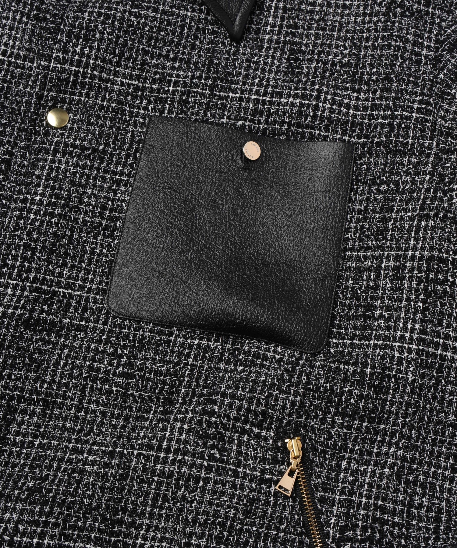 Leather Panel Tweed Mix Jacket