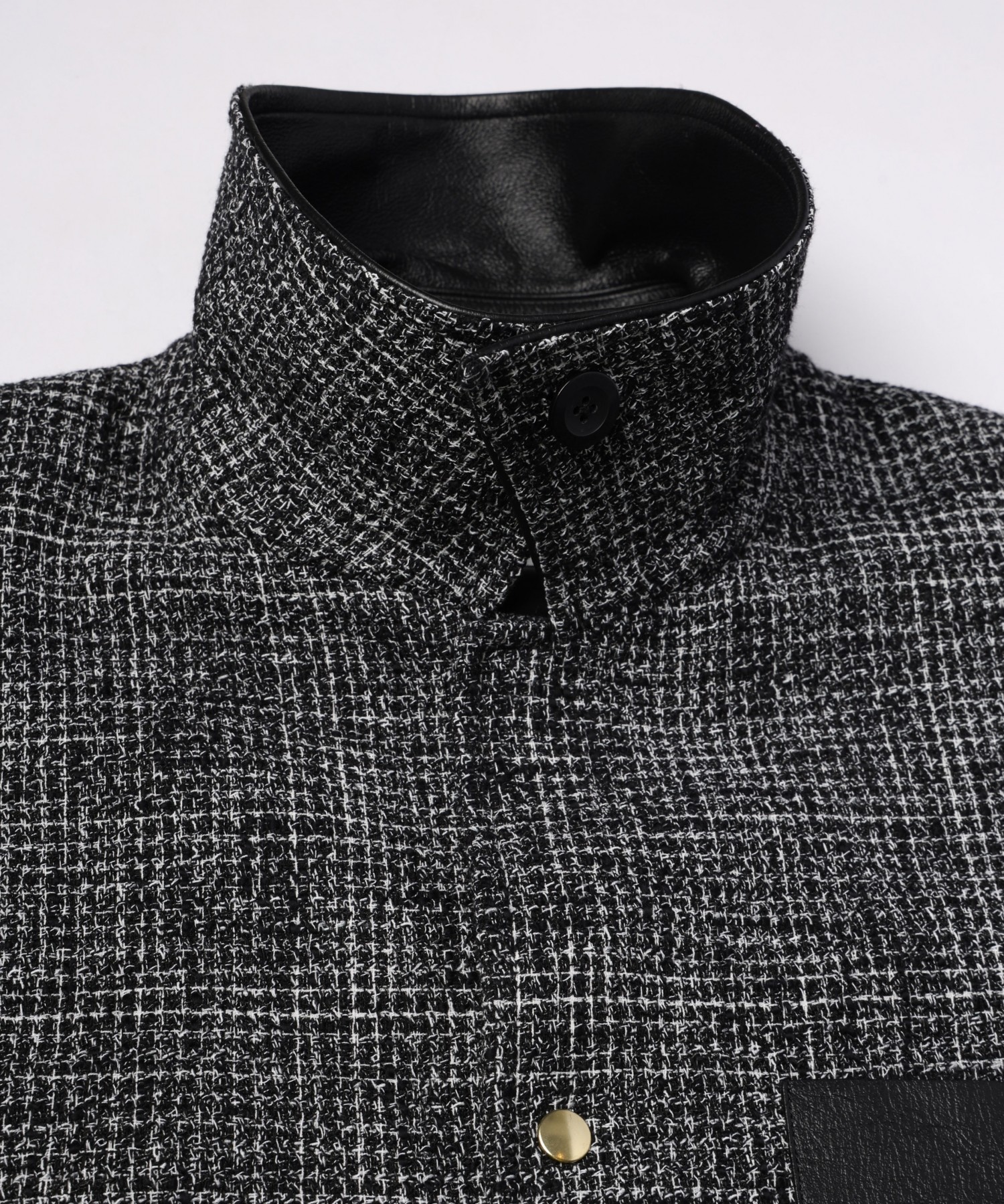 Leather Panel Tweed Mix Jacket