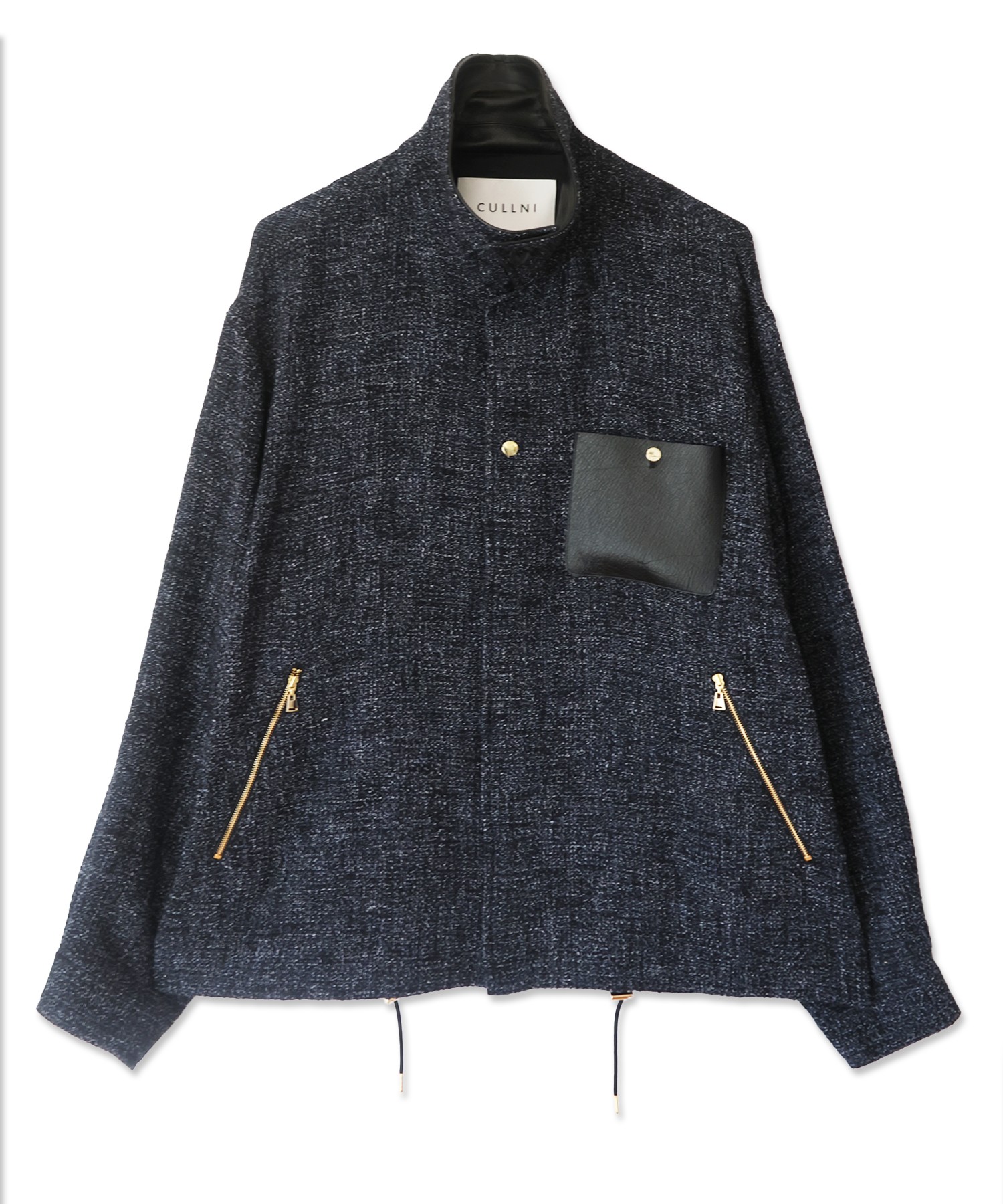 Leather Panel Tweed Mix Jacket