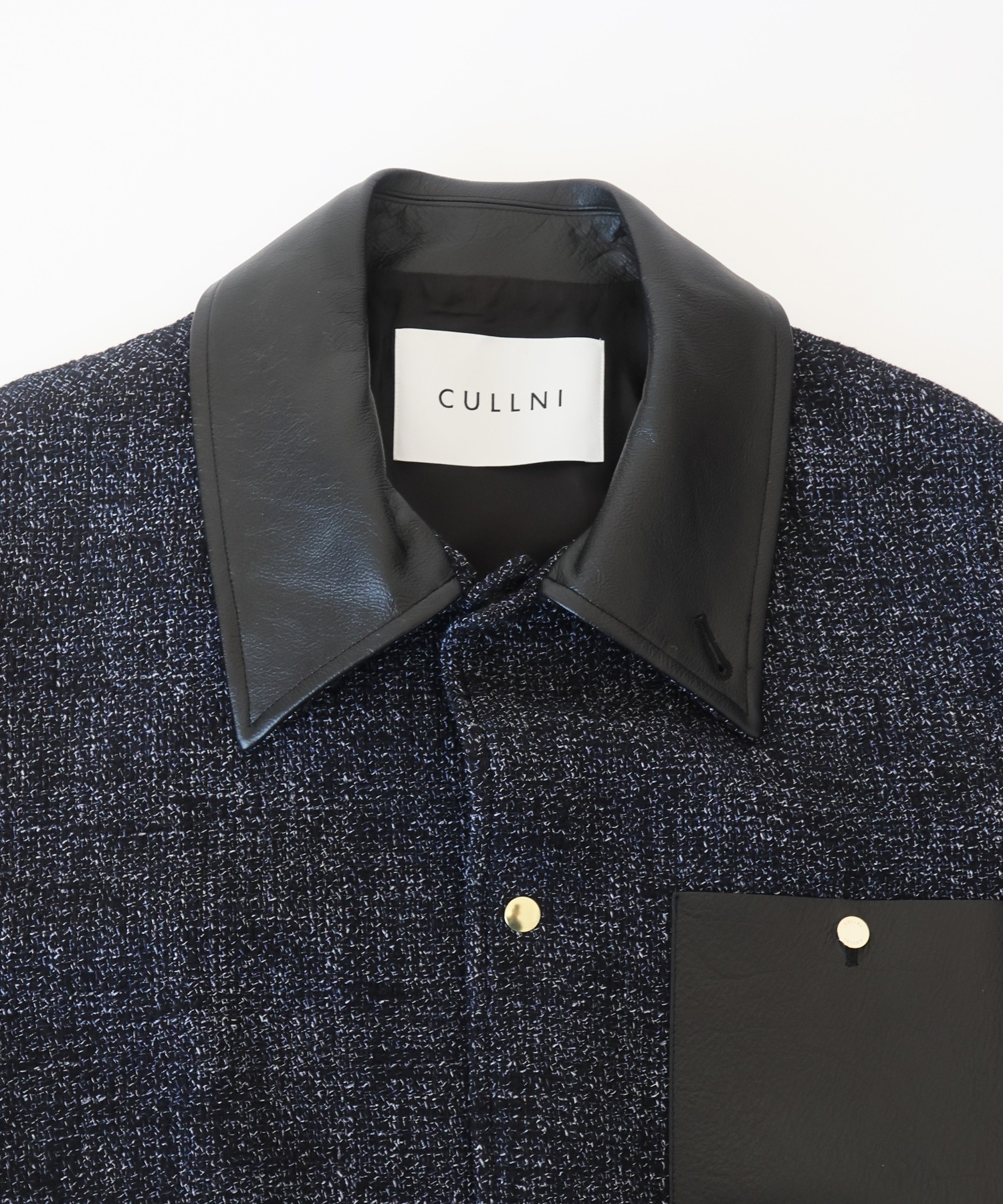 Leather Panel Tweed Mix Jacket