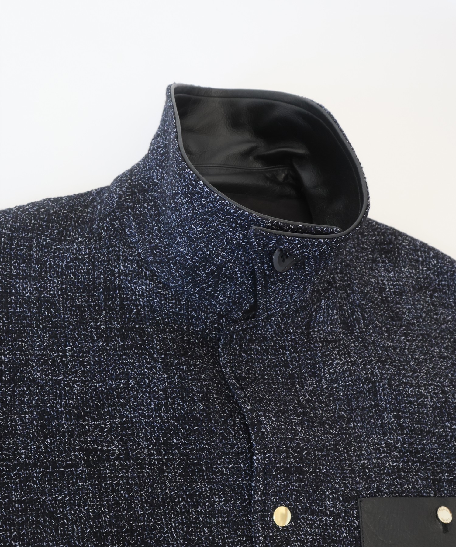 Leather Panel Tweed Mix Jacket