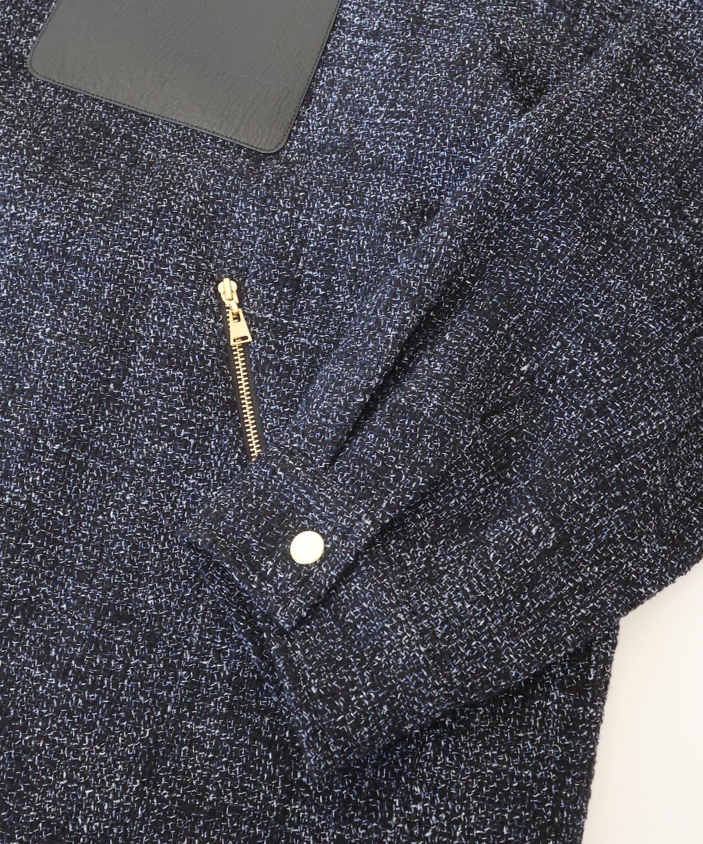 Leather Panel Tweed Mix Jacket