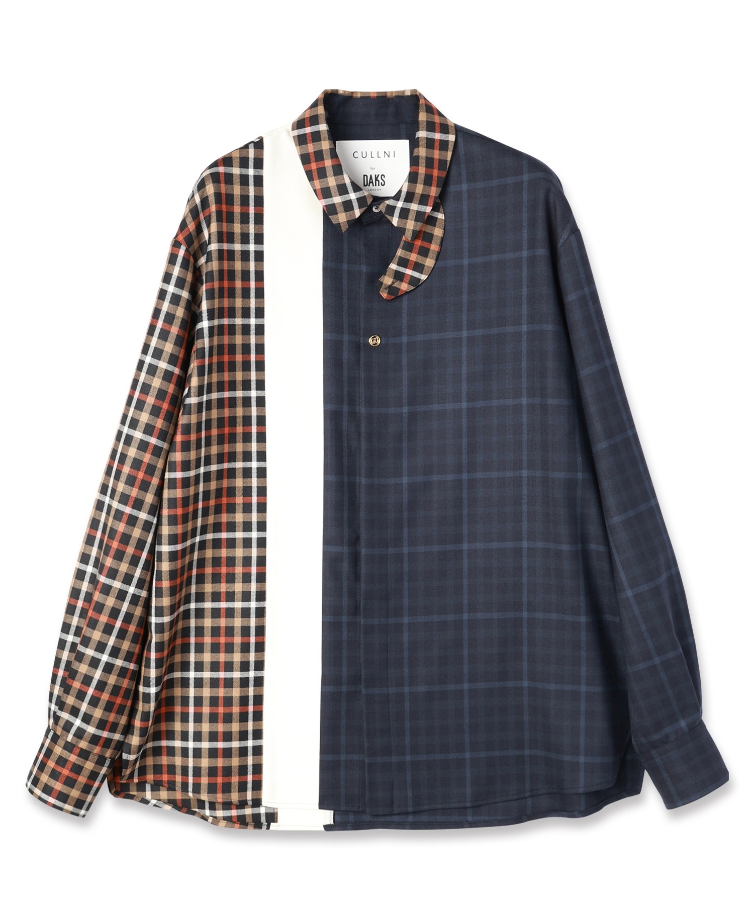 CULLNI for DAKS LONDON Asymmetrical Switching Chin Tab Shirt
