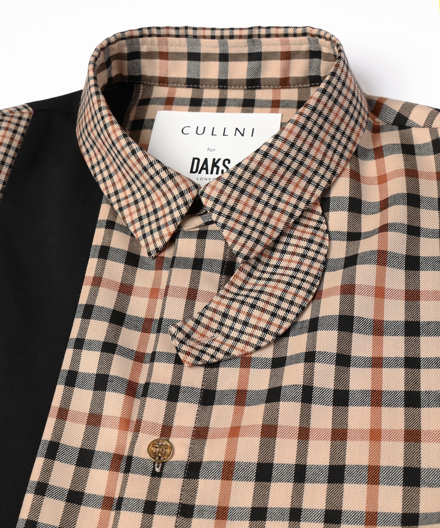 CULLNI for DAKS LONDON Asymmetrical Switching Chin Tab Shirt