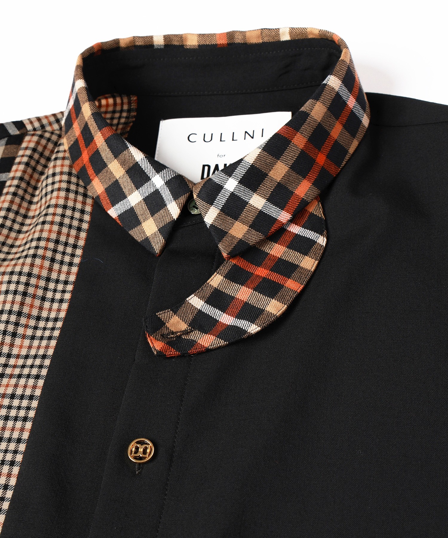 CULLNI for DAKS LONDON Asymmetrical Switching Chin Tab Shirt
