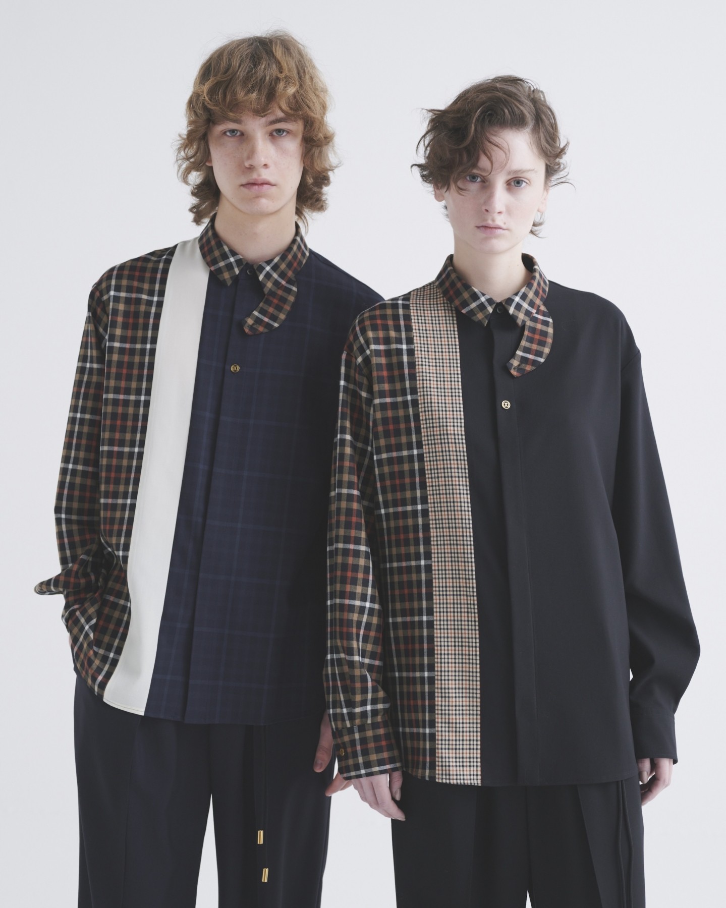 CULLNI for DAKS LONDON Asymmetrical Switching Chin Tab Shirt