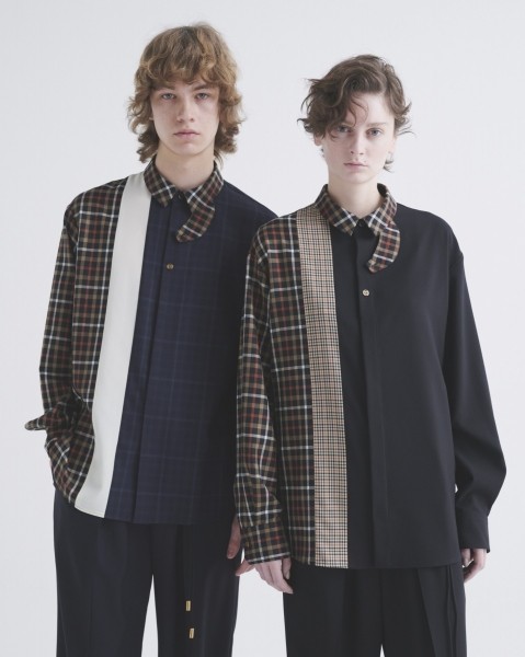 CULLNI for DAKS LONDON Asymmetrical Switching Chin Tab Shirt