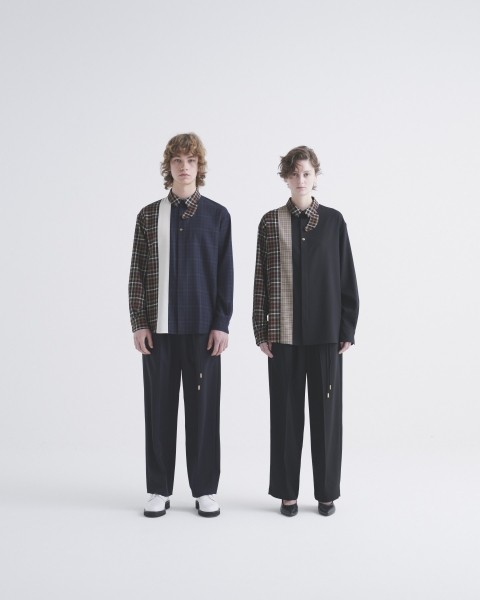 CULLNI for DAKS LONDON Asymmetrical Switching Chin Tab Shirt