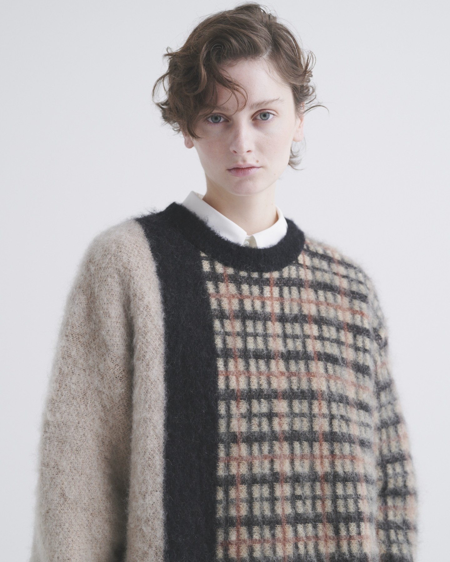 CULLNI for DAKS LONDON Asymmetrical Mohair Shaggy Pullover Knit