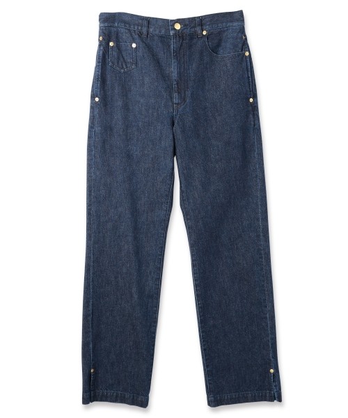 Asymmetrical Pocket Straight Denim Pants