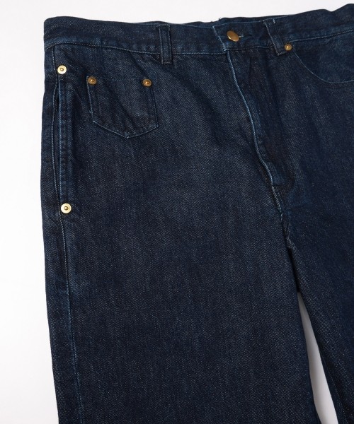 Asymmetrical Pocket Straight Denim Pants