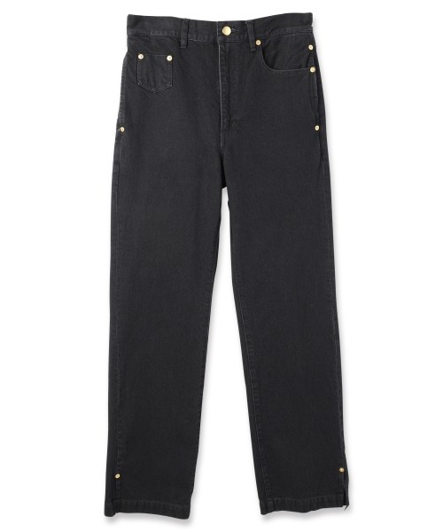 Asymmetrical Pocket Straight Denim Pants