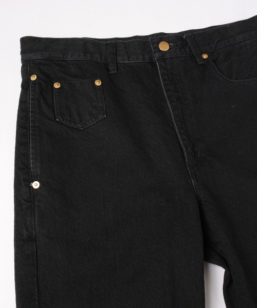 Asymmetrical Pocket Straight Denim Pants