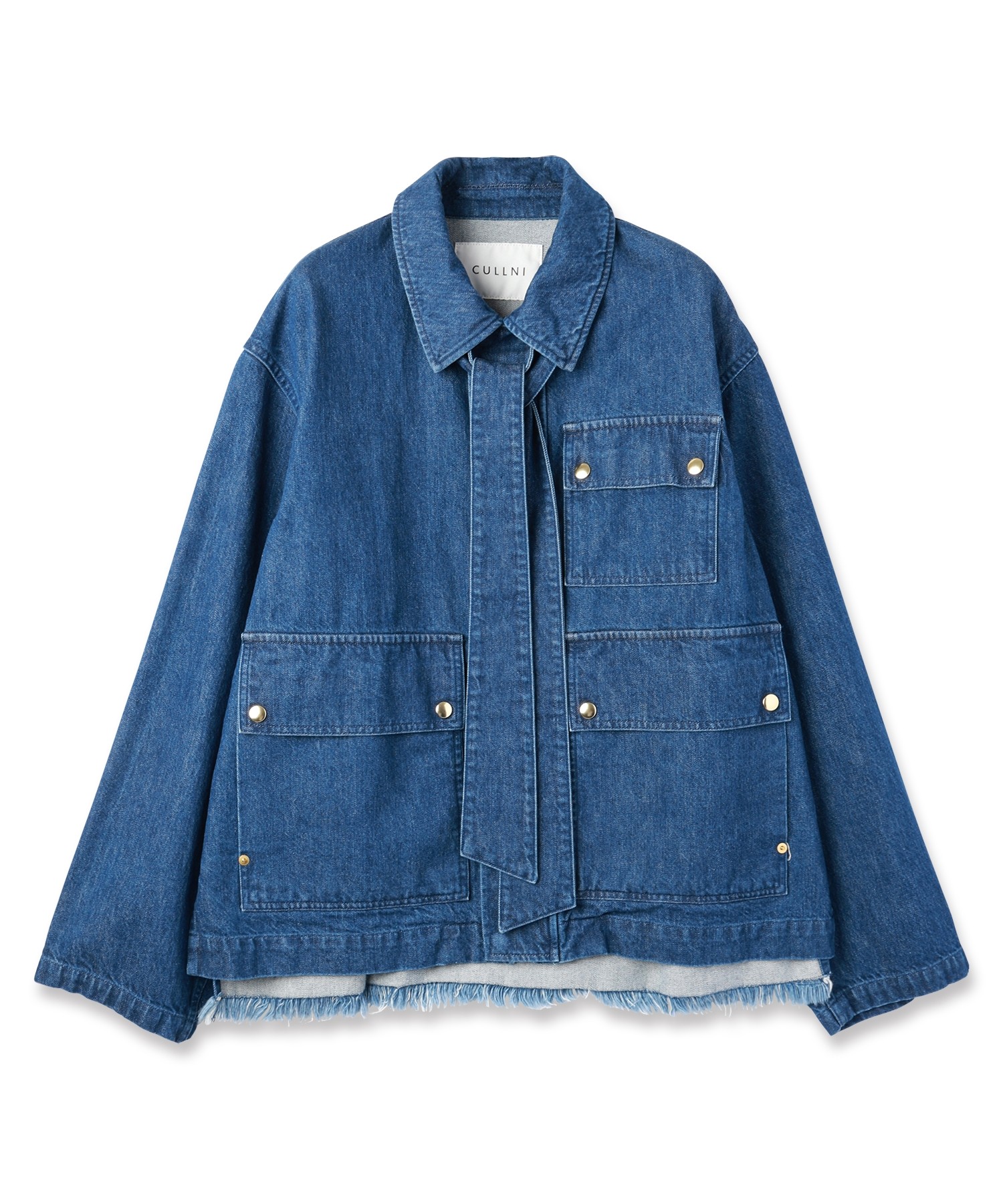 Big Flap Pocket Bow Tie Denim Jacket