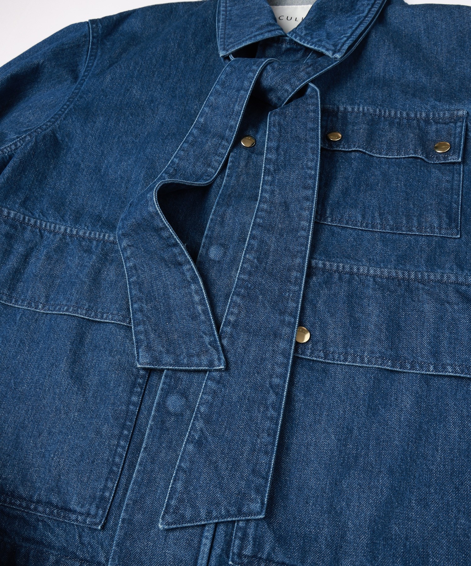 Big Flap Pocket Bow Tie Denim Jacket