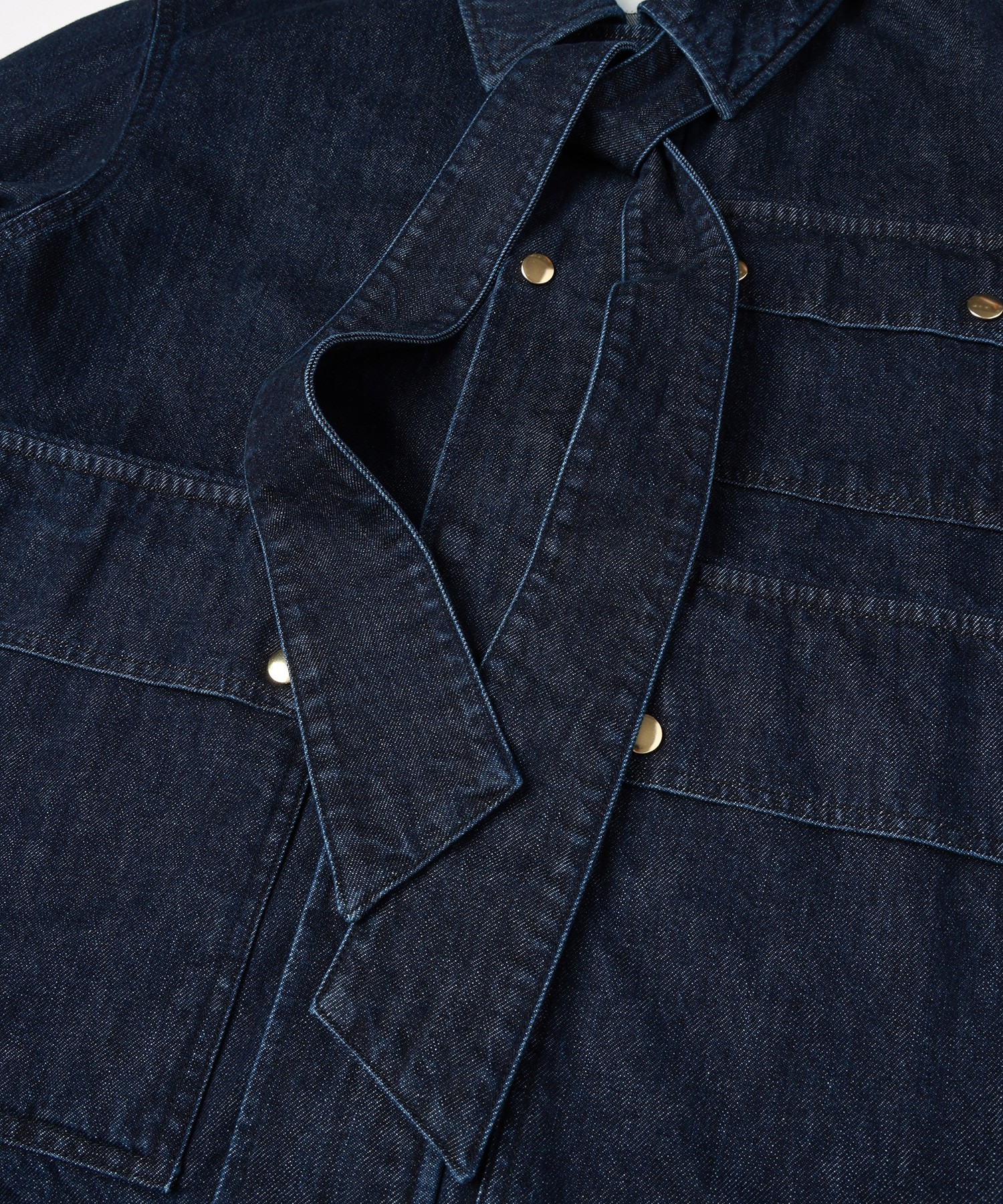 Big Flap Pocket Bow Tie Denim Jacket