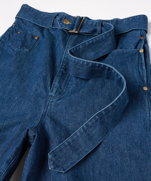 Cargo Extra Wide Denim Pants with Long Belt