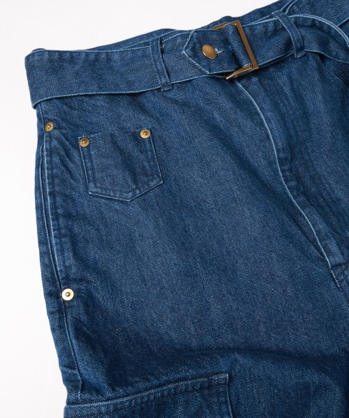 Cargo Extra Wide Denim Pants with Long Belt