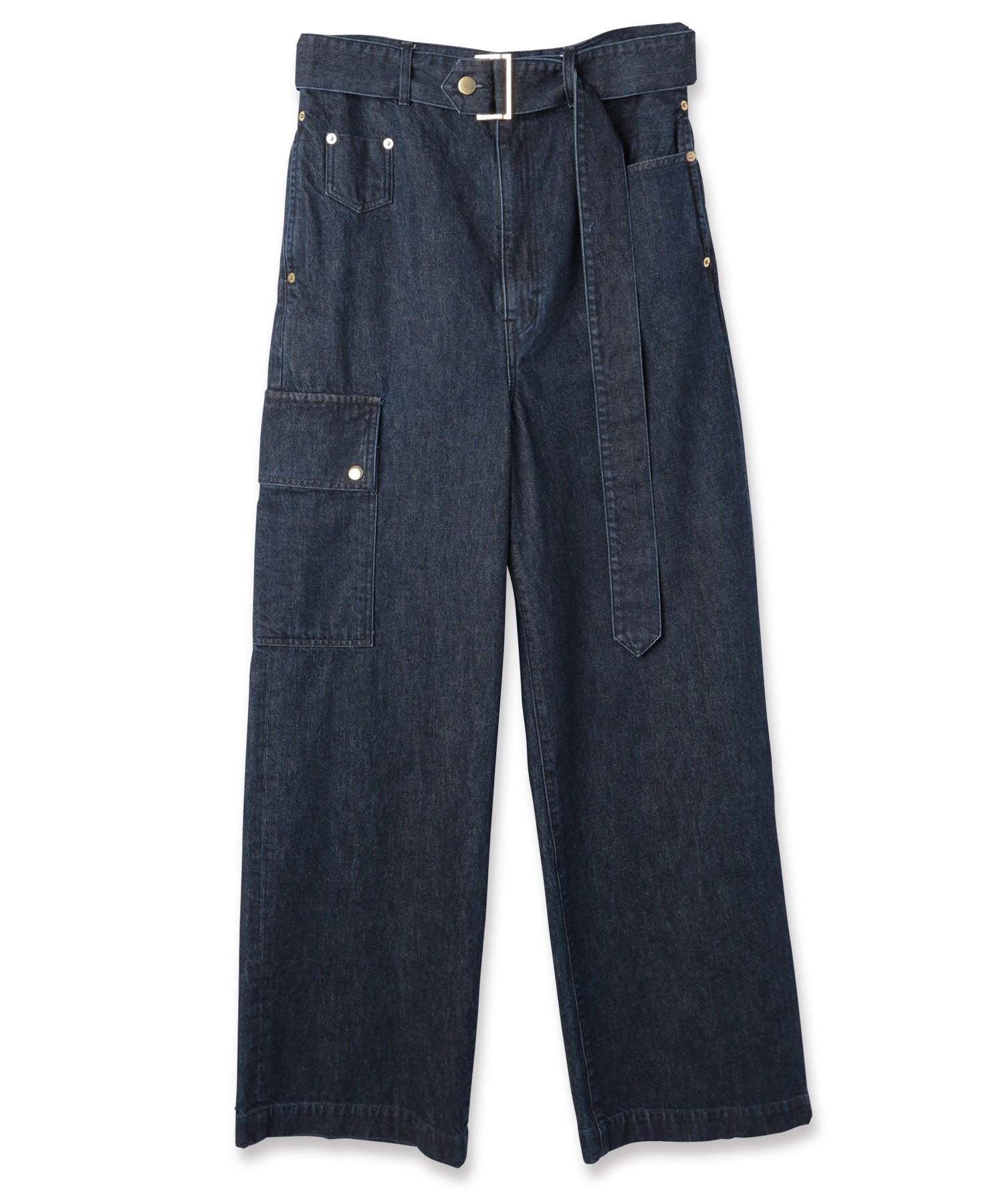 Cargo Extra Wide Denim Pants with Long Belt