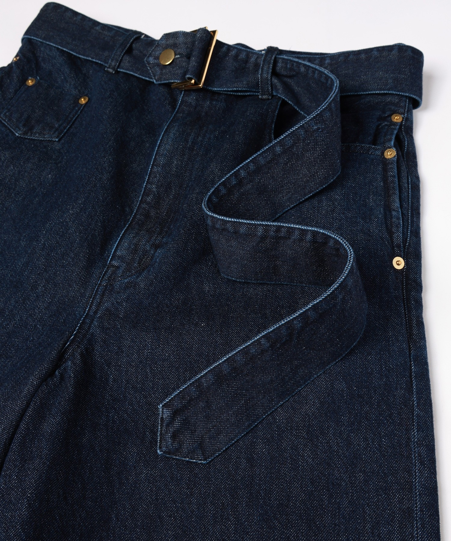 Cargo Extra Wide Denim Pants with Long Belt