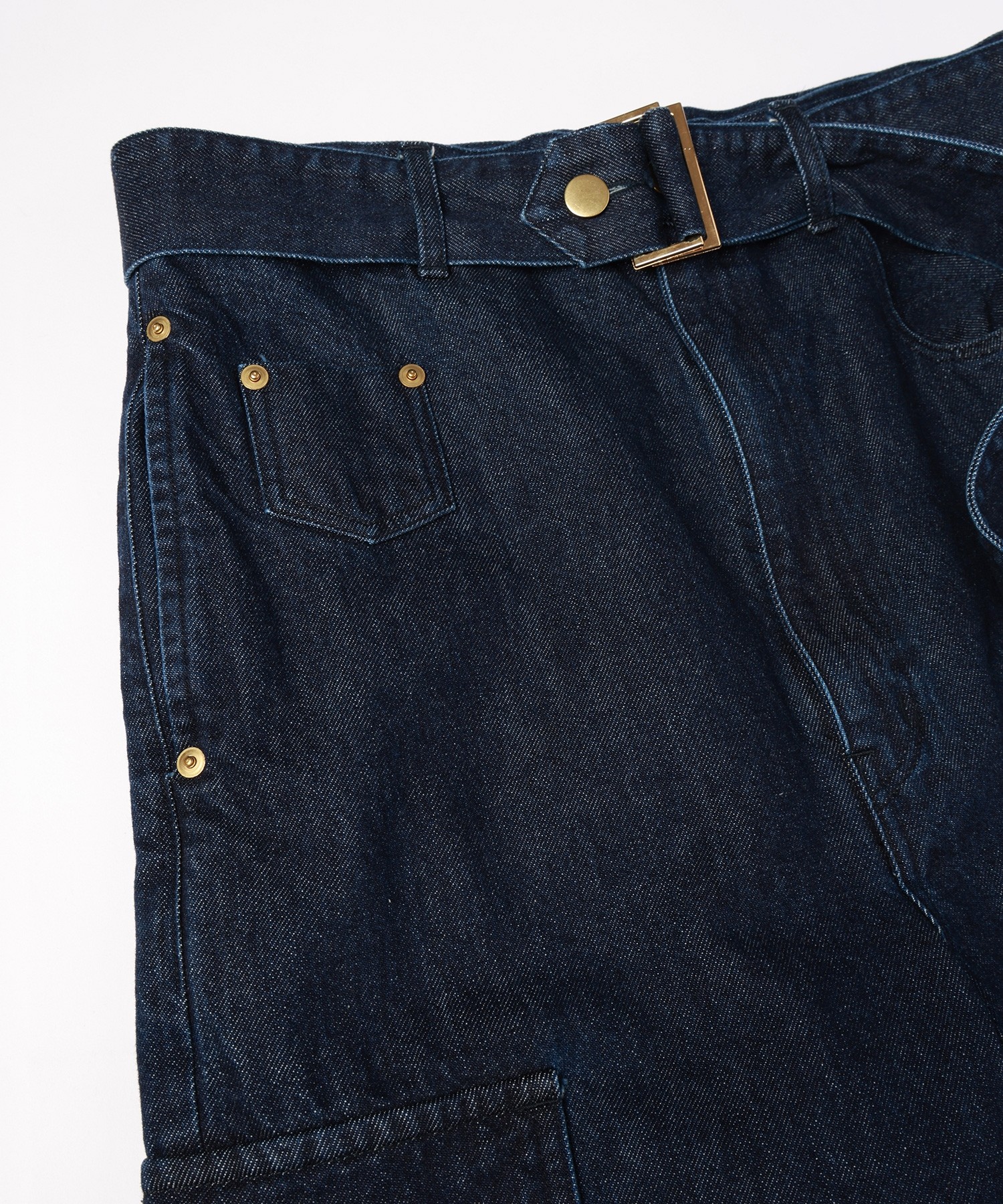 Cargo Extra Wide Denim Pants with Long Belt