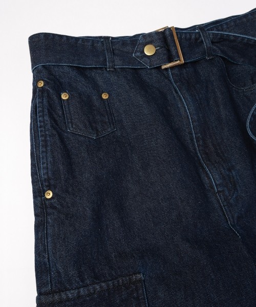 Cargo Extra Wide Denim Pants with Long Belt