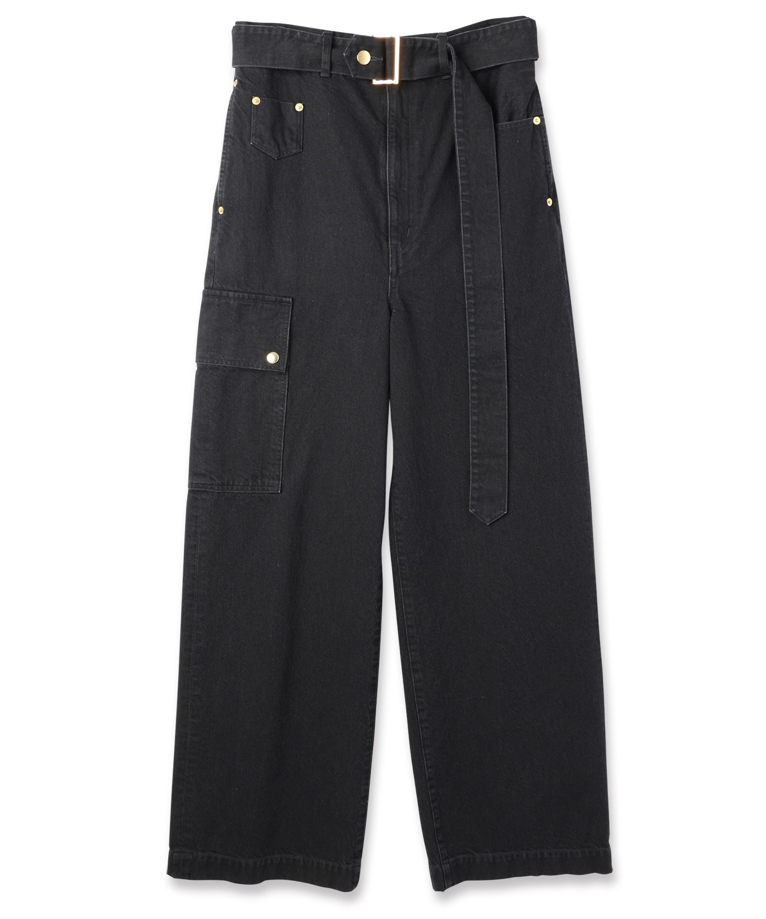 Cargo Extra Wide Denim Pants with Long Belt