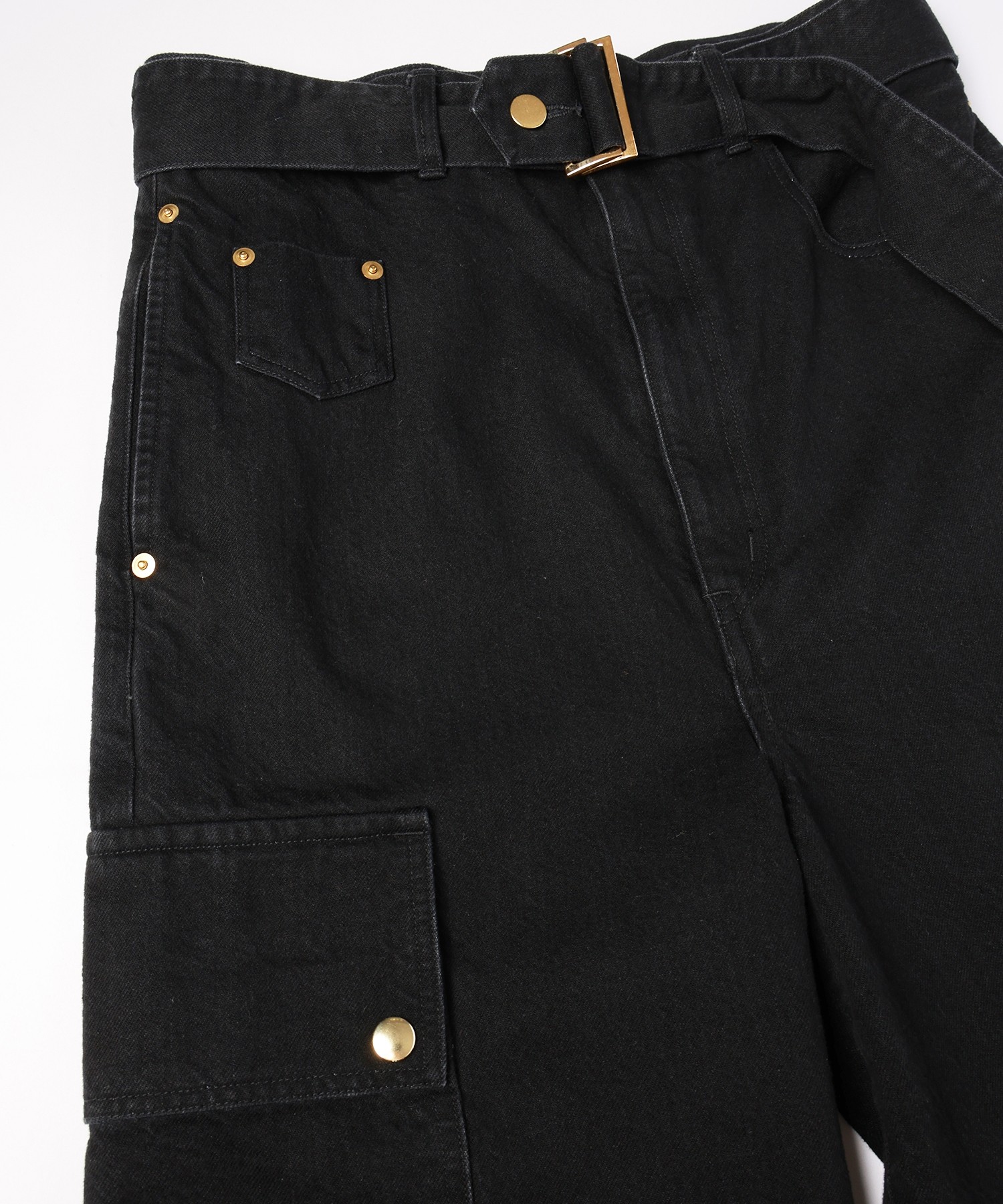 Cargo Extra Wide Denim Pants with Long Belt