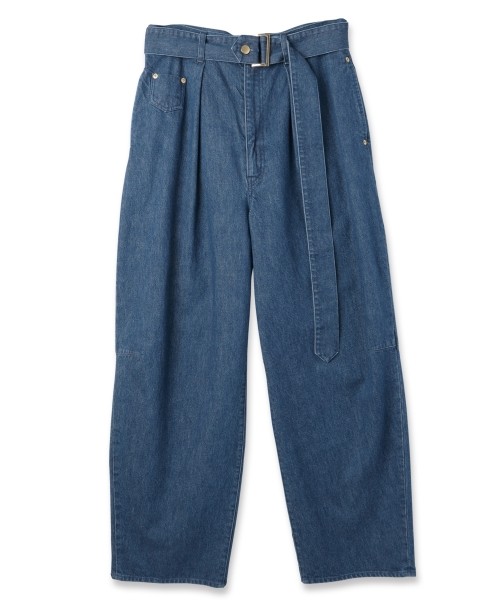 Barrel 1Tuck Wide Denim Pants with Long Belt