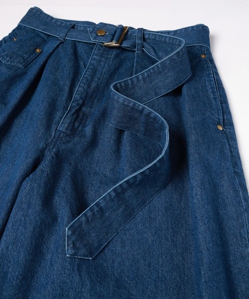 Barrel 1Tuck Wide Denim Pants with Long Belt