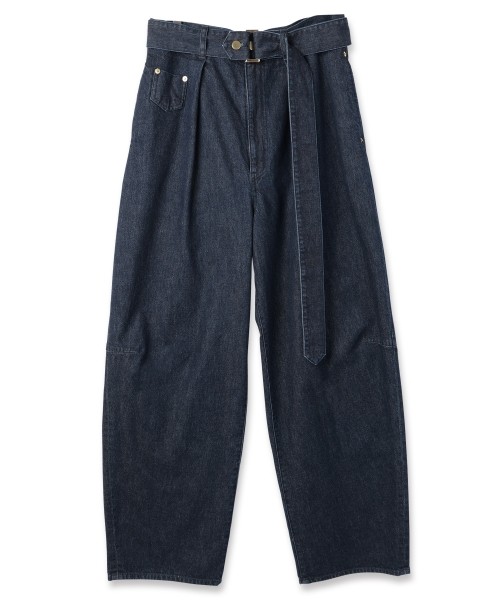 Barrel 1Tuck Wide Denim Pants with Long Belt