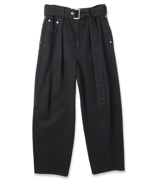 Barrel 1Tuck Wide Denim Pants with Long Belt