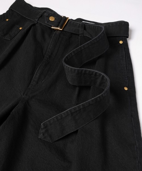 Barrel 1Tuck Wide Denim Pants with Long Belt