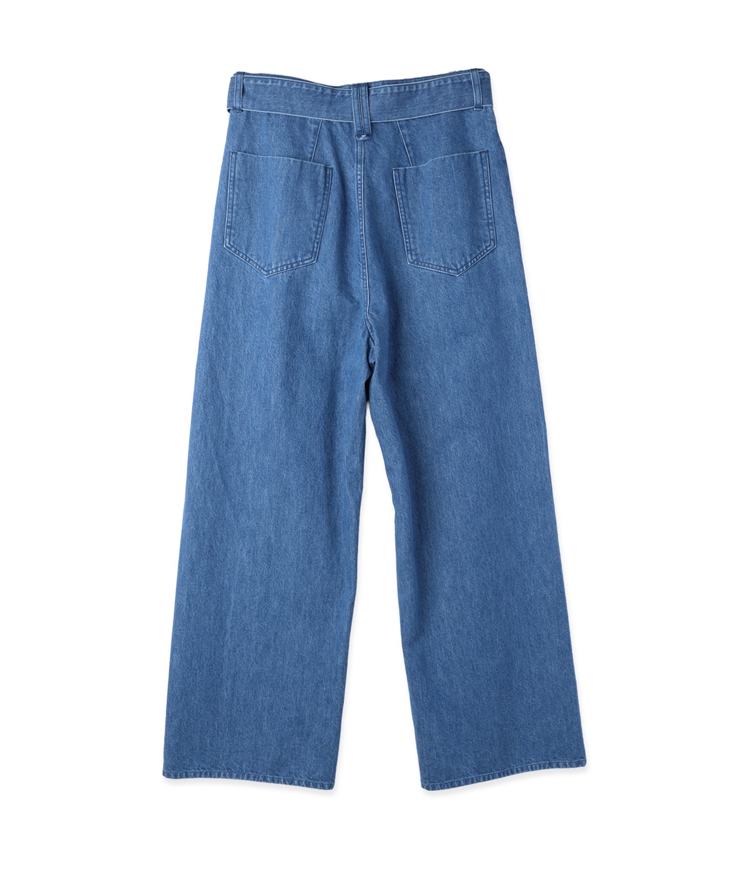 Asymmetrical Pocket Extra Wide Denim Pant with Long Belt
