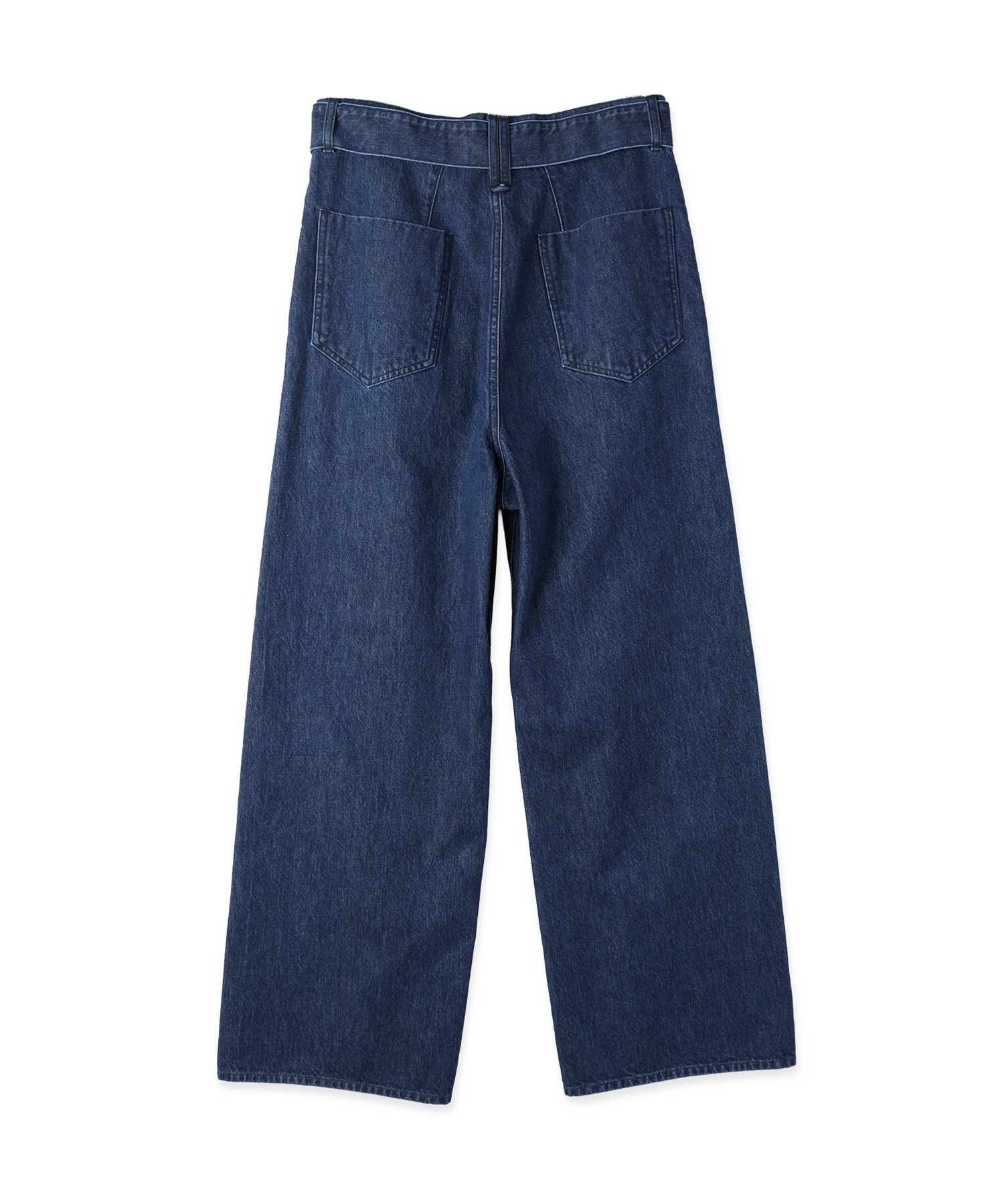 Asymmetrical Pocket Extra Wide Denim Pant with Long Belt