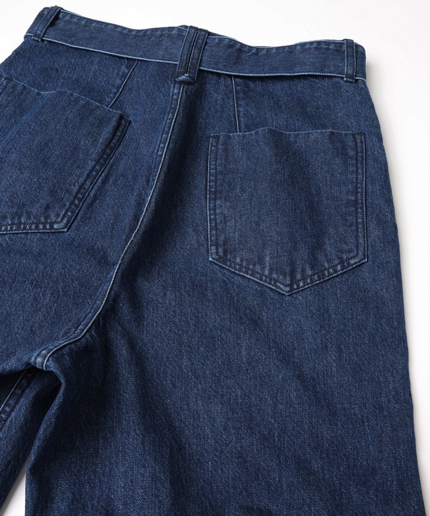 Asymmetrical Pocket Extra Wide Denim Pant with Long Belt