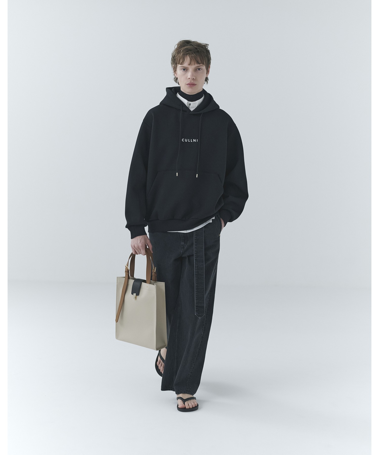 Asymmetrical Pocket Extra Wide Denim Pant with Long Belt