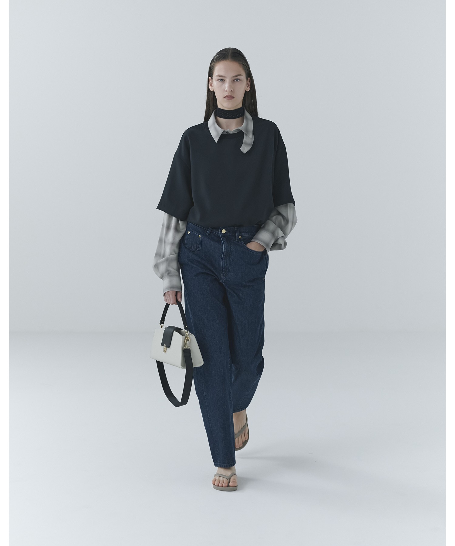 Asymmetrical Pocket Straight Denim Pant