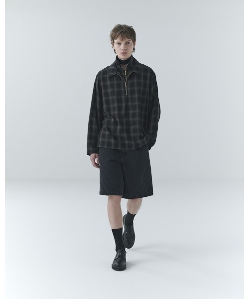 Asymmetrical Pocket Denim Half Pant