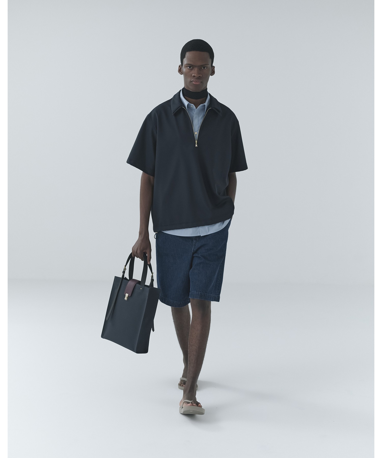 Asymmetrical Pocket Denim Half Pant