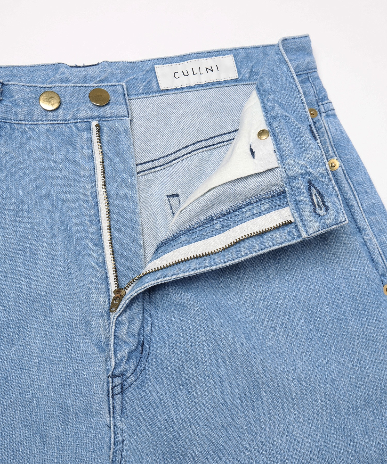 Heavy Bleach Wash 12oz Denim Wide Curve Pants
