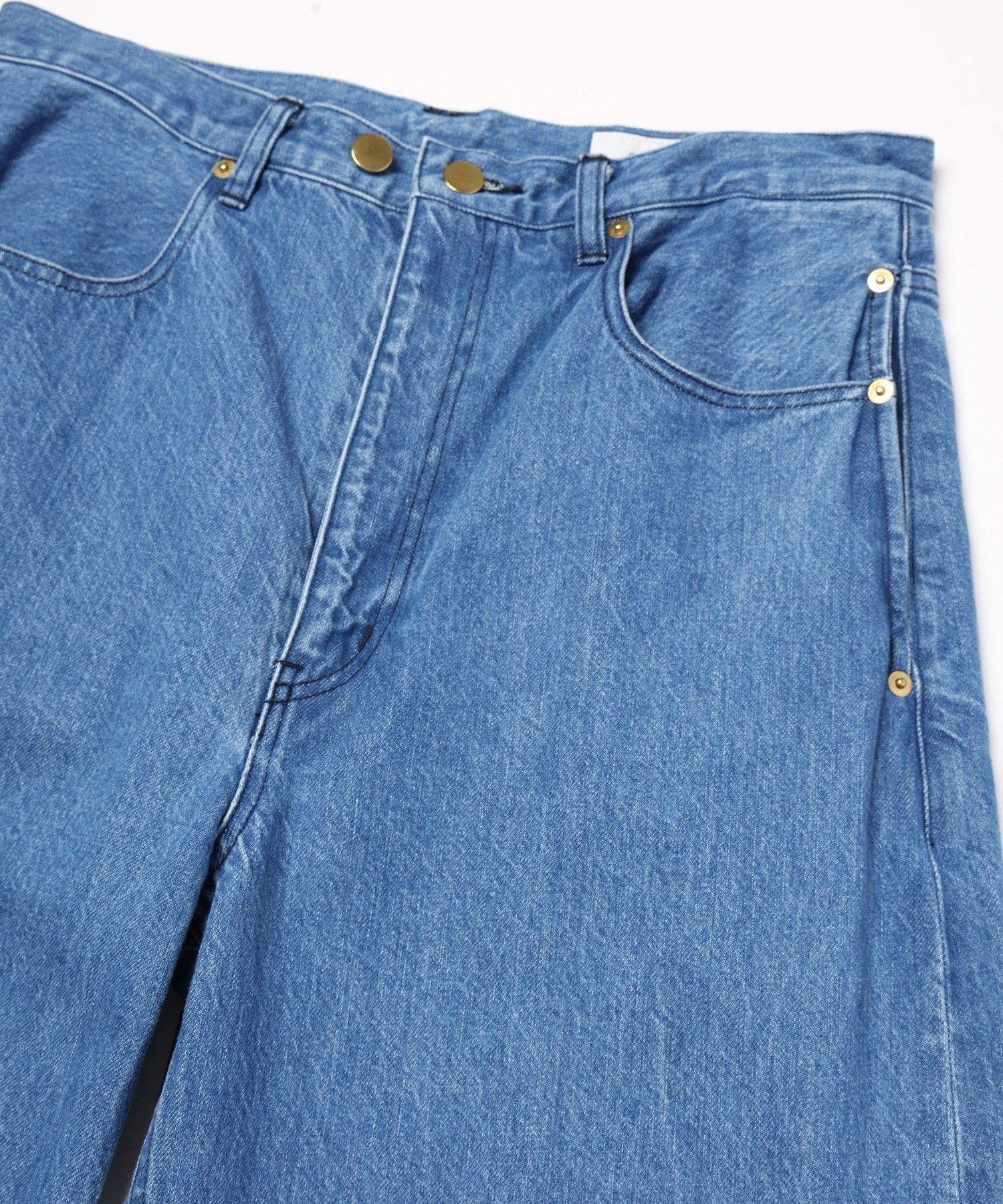 Heavy Bleach Wash 12oz Denim Wide Curve Pants